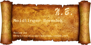 Neidlinger Benedek névjegykártya